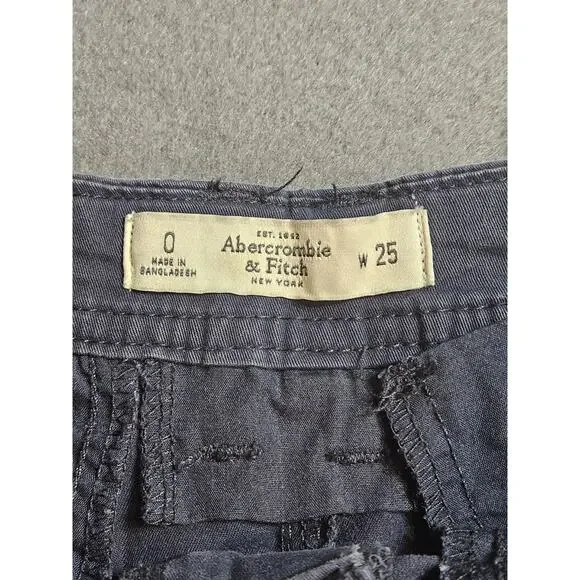 Abercrombie & Fitch Shorts Women's Size 0 Blue A&F High Rise Chino Cuffed Shorts - Picture 2 of 5